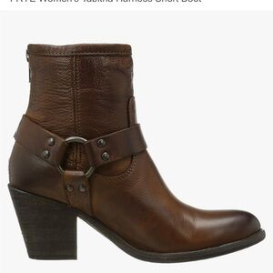 Frye Tabitha Harness Short Boots Brown Leather Moto Western Women’s Size 7.5